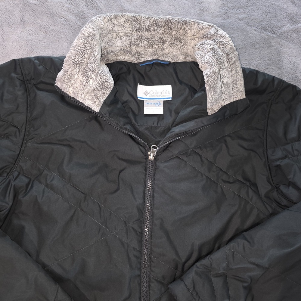 Columbia Interchange Jacket - Black Softshell With Gray Fleece Insert Size LARGE
